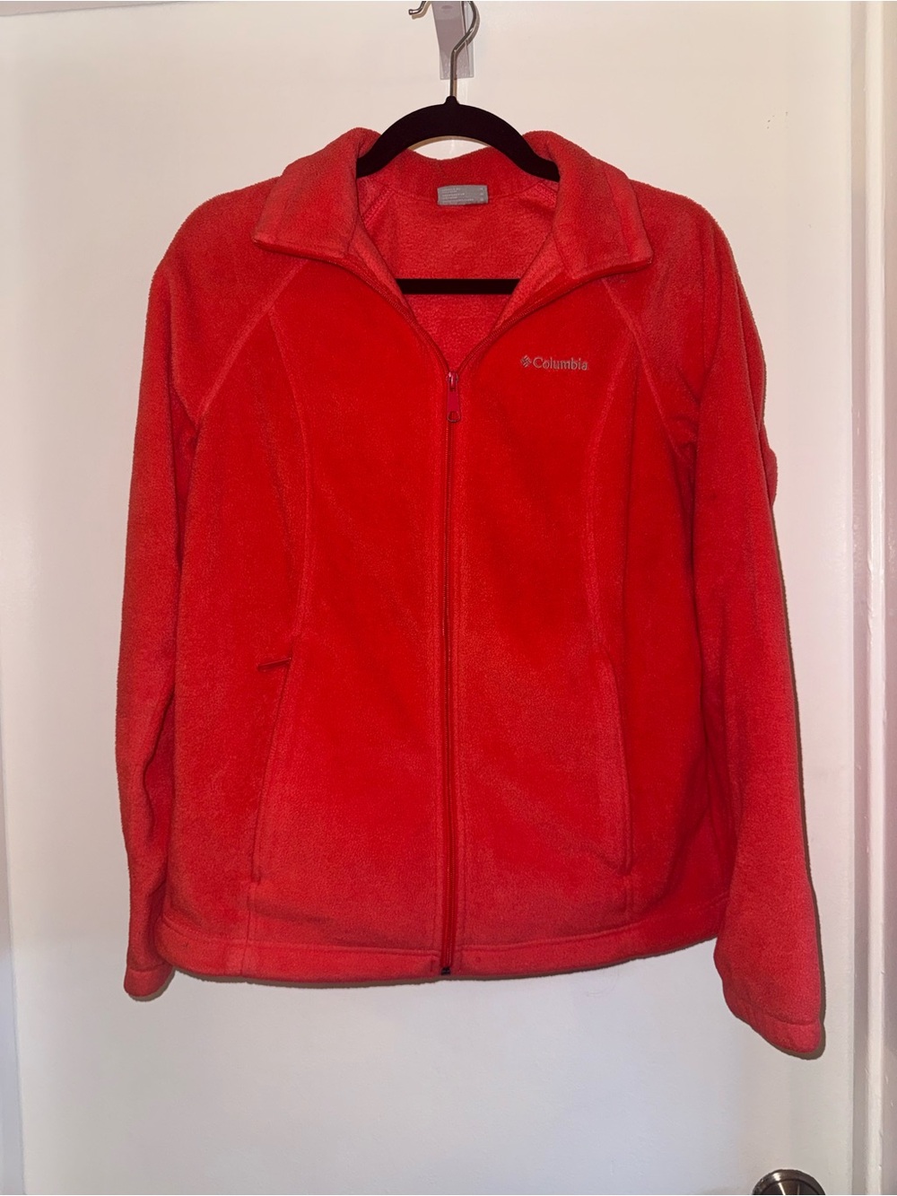 Columbia Red/orange Full Zip Fleece Jacket Women’s Medium Outdoor Hiking
